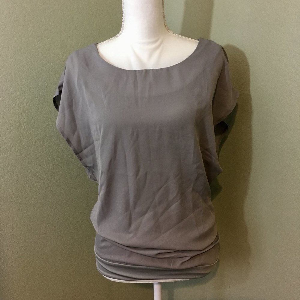Zeagoo Double Layer Gray Flutter Sleeve Top, Xl - image 1